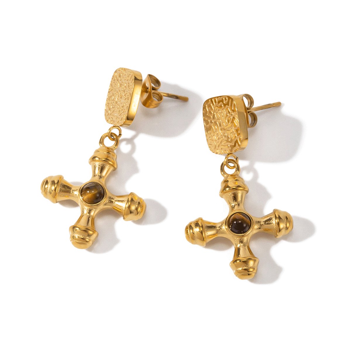 Tiger Eye Earrings 18K Gold Plated
