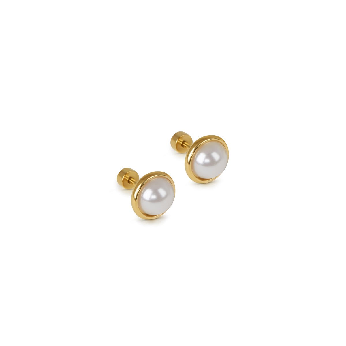 Single Pearl Earrings 18K Gold Plated