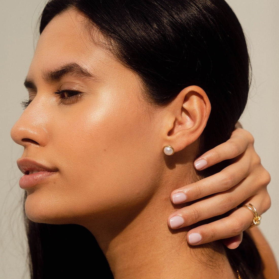 Single Pearl Earrings 18K Gold Plated
