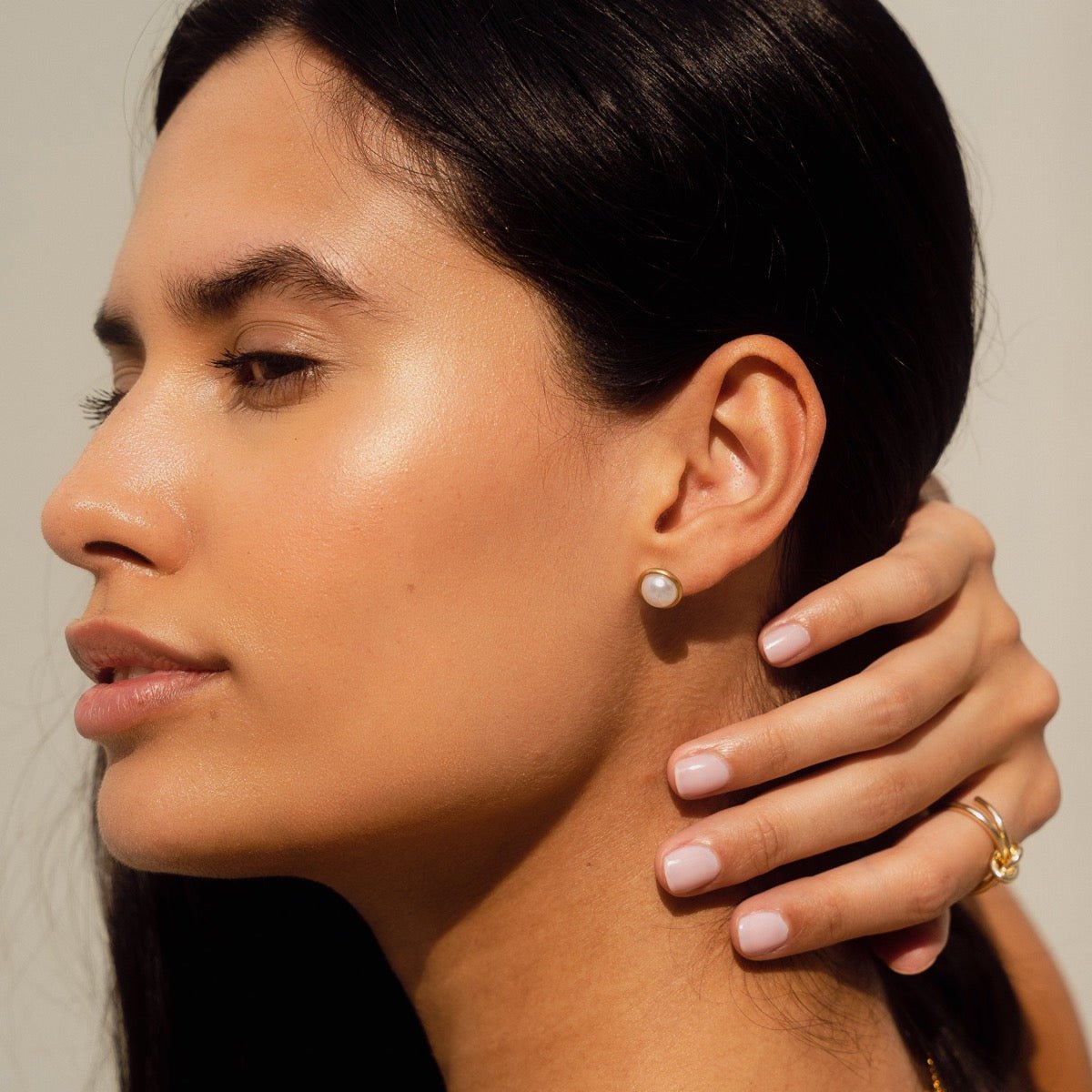 Single Pearl Earrings 18K Gold Plated