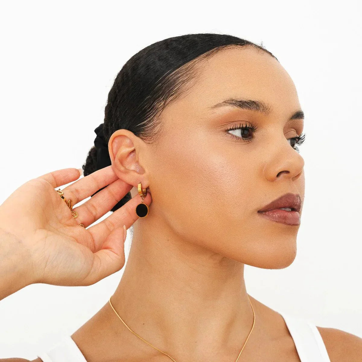 Noir Pendant Earrings 18K Gold Plated