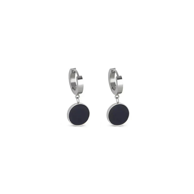 Noir Pendant Earrings – Silver