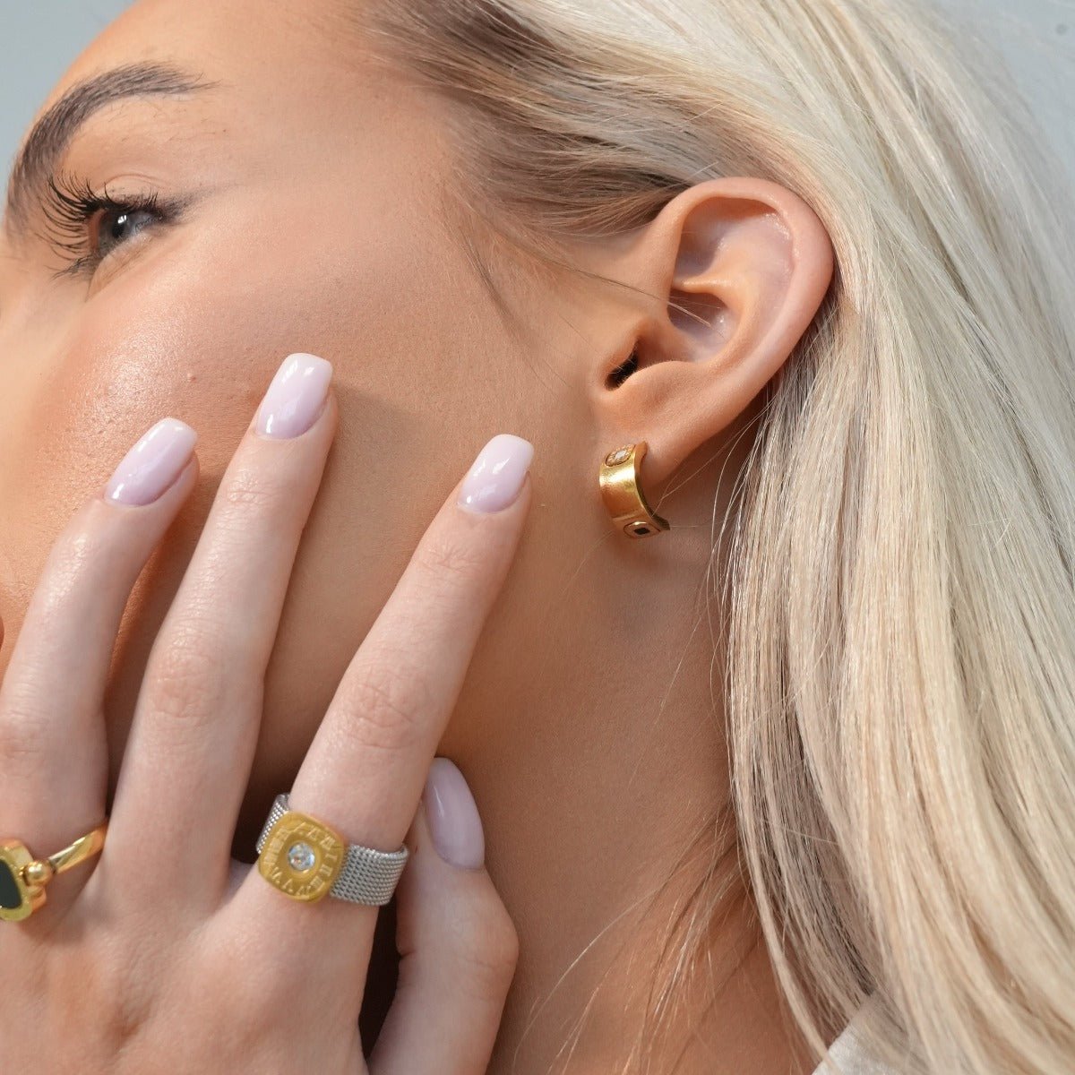 Square Charm Earrings 18K Gold Plated