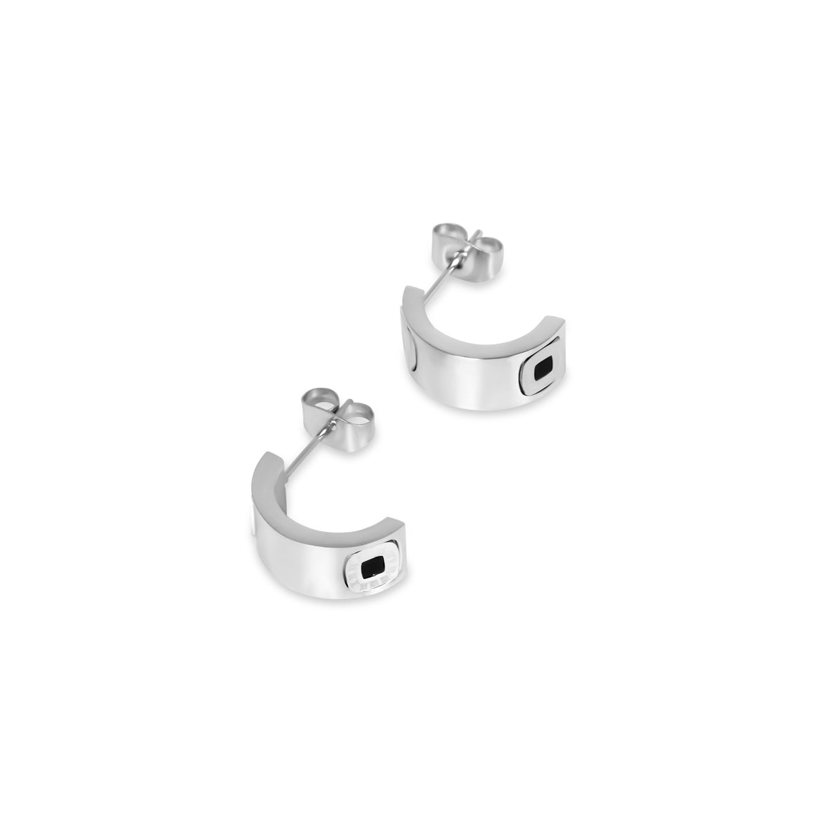 Square Charm Earrings – Silver