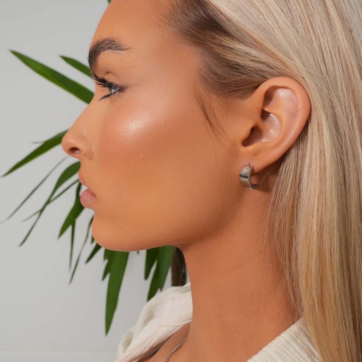 Square Charm Earrings – Silver