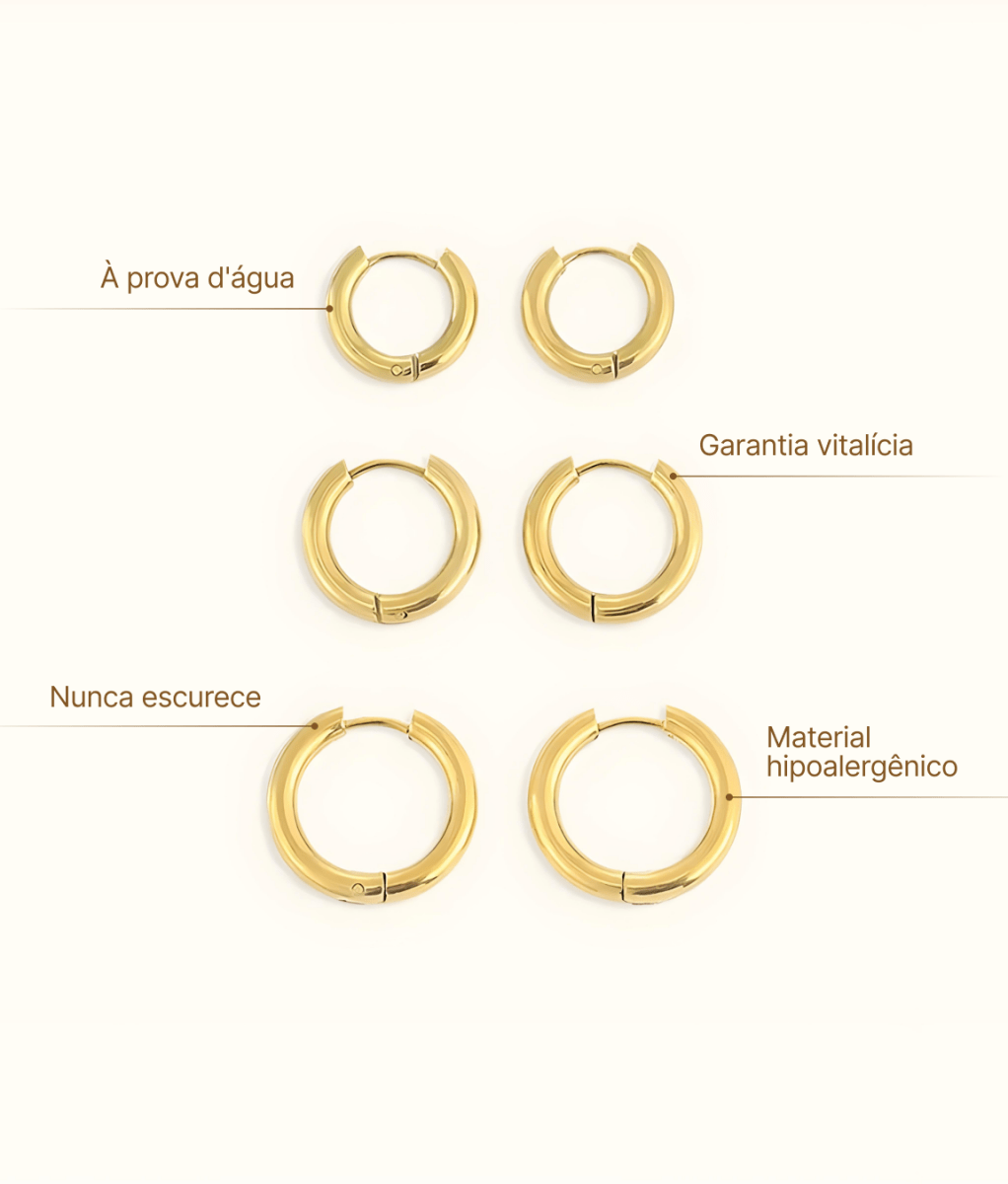 Triple Hoop Earrings 18K Gold Plated
