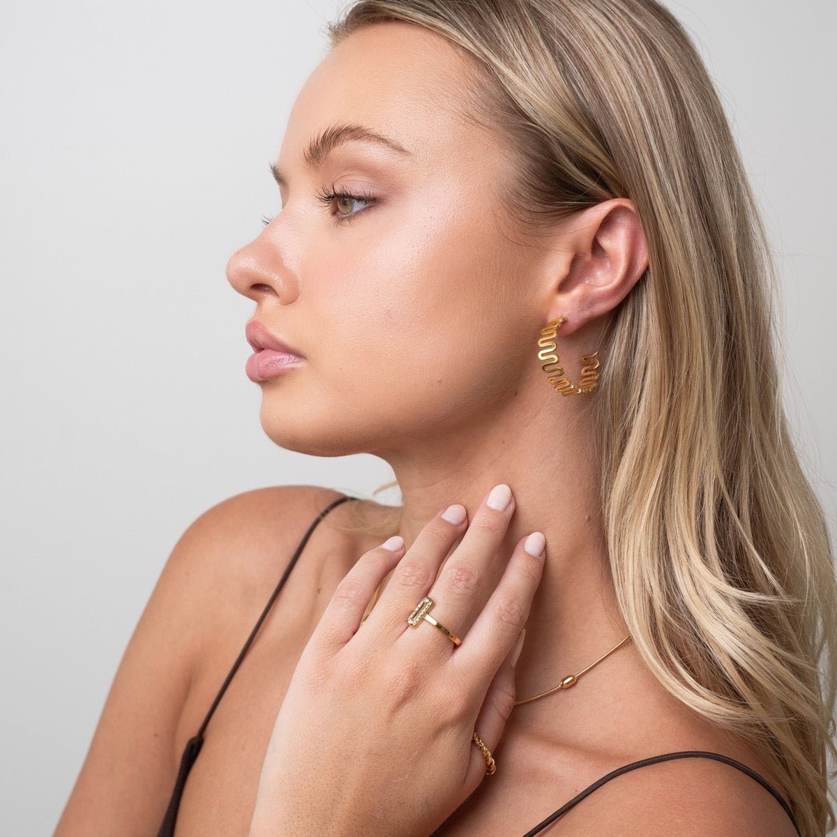 Zig Zag Earrings 18K Gold Plated