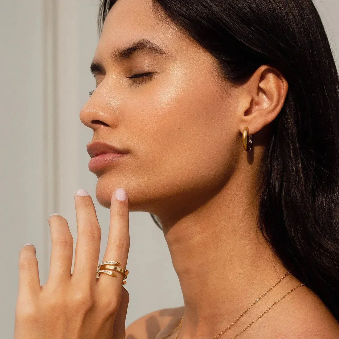 Contrast Hoop Earrings 18K Gold Plated