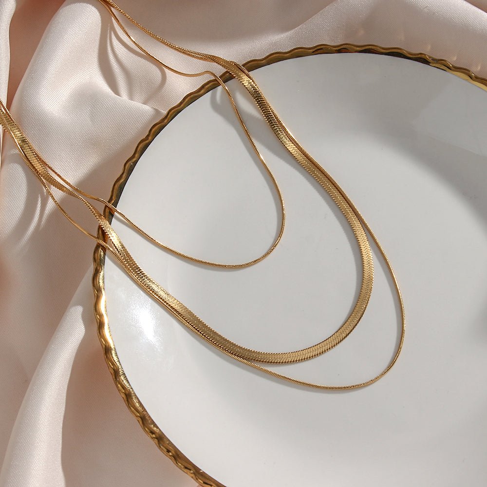 Celina Triple Layer Mesh Necklace 18K Gold Plated
