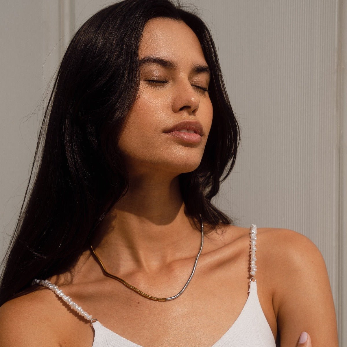 Contrast Mesh Necklace 18K Gold Plated