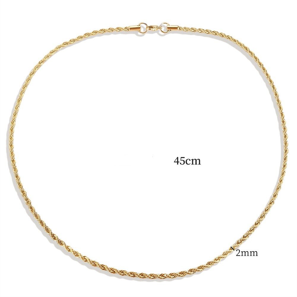 Fine Baiano Rope Necklace 2mm 18K Gold Plated