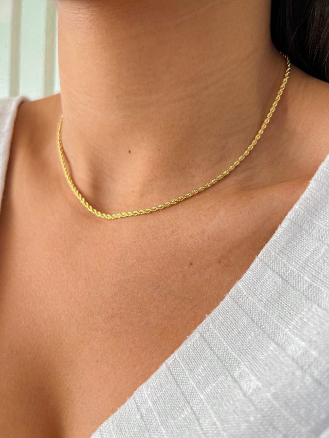 Fine Baiano Rope Necklace 2mm 18K Gold Plated