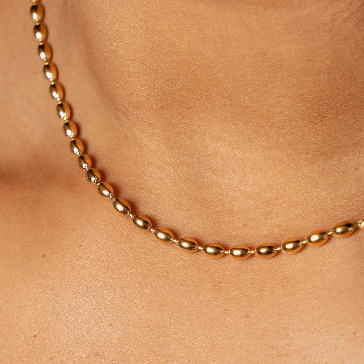 Beaded Chain Necklace 18K Gold Plated