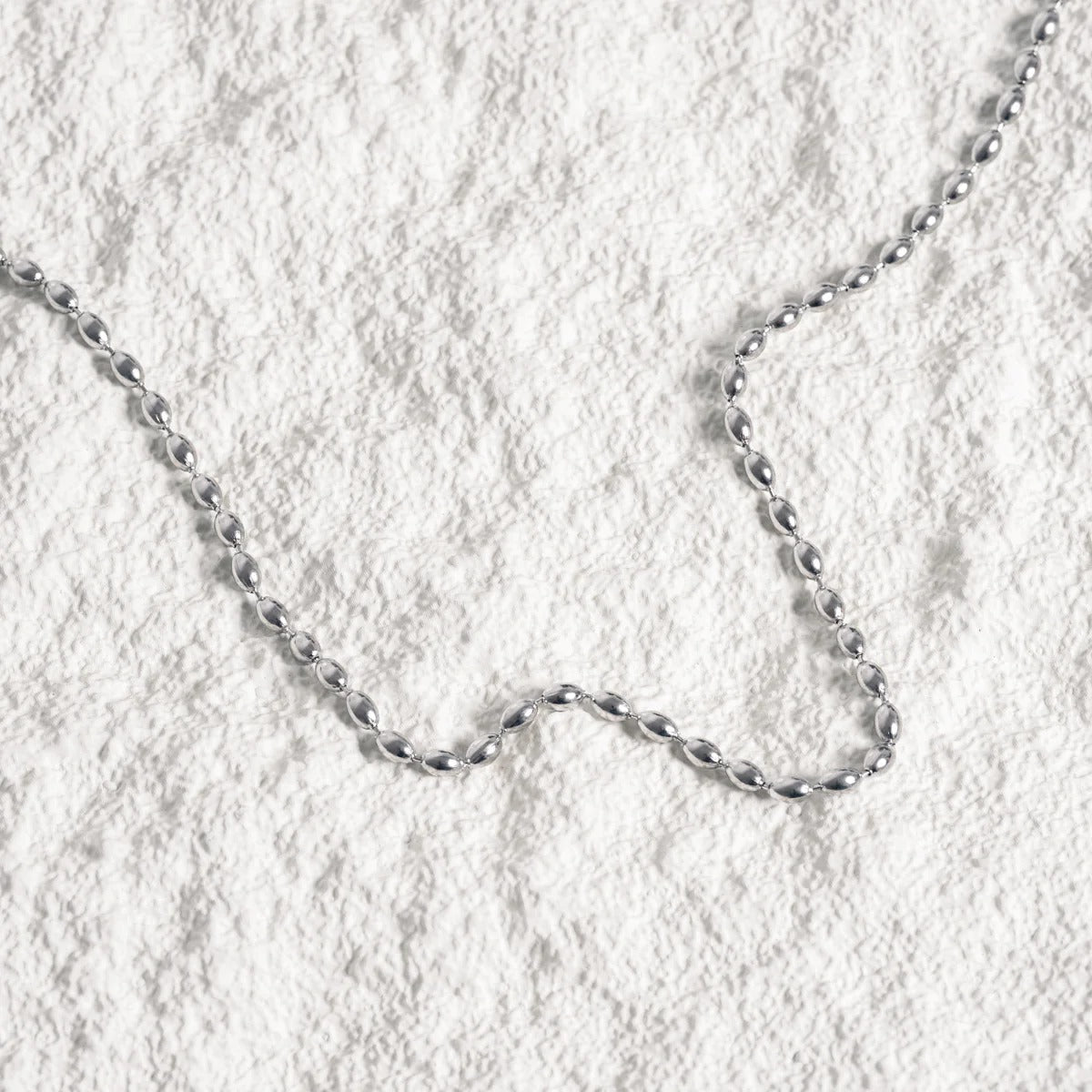 Beaded Chain Necklace – Silver