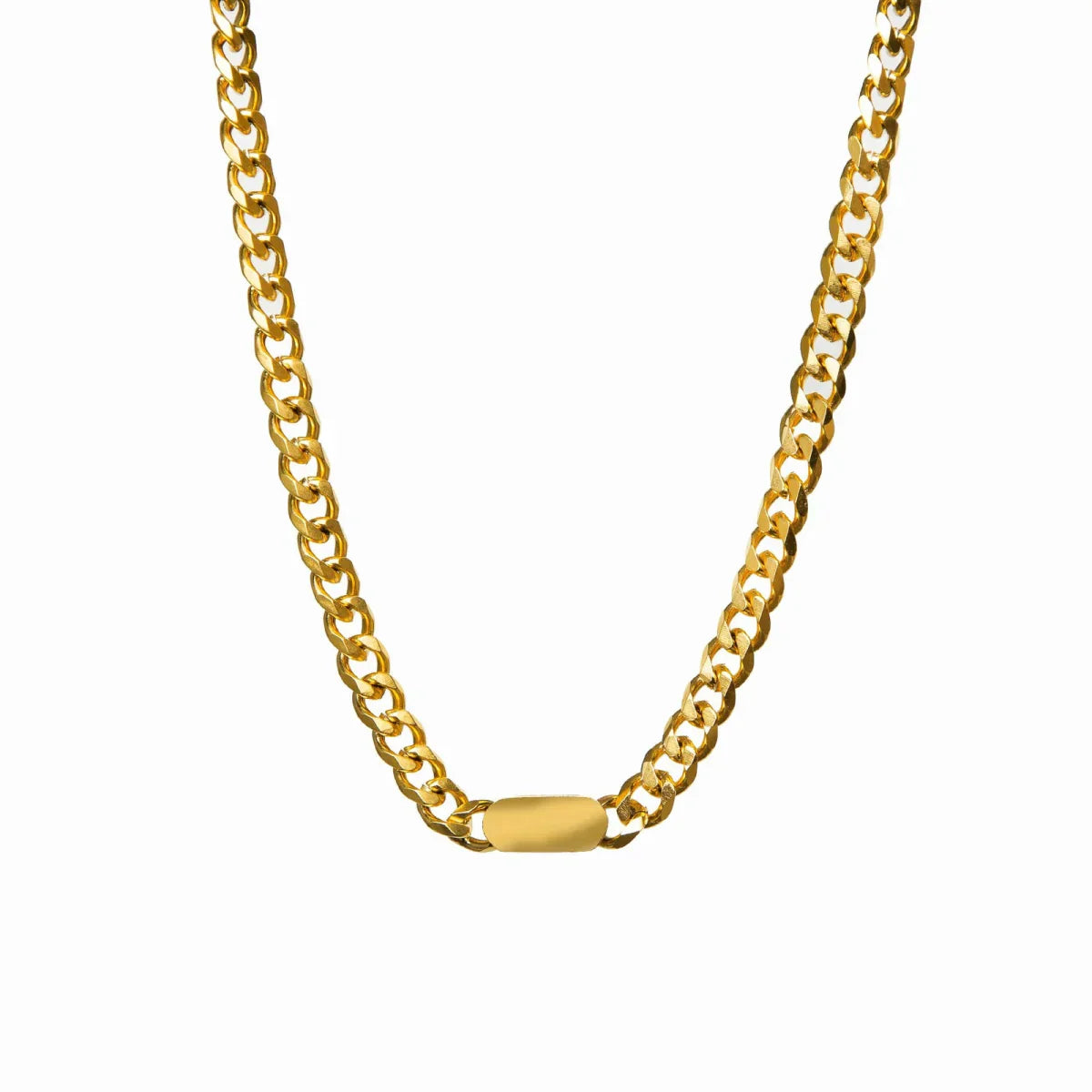 Minimalist Rectangular Pendant Chain Necklace 18K Gold Plated