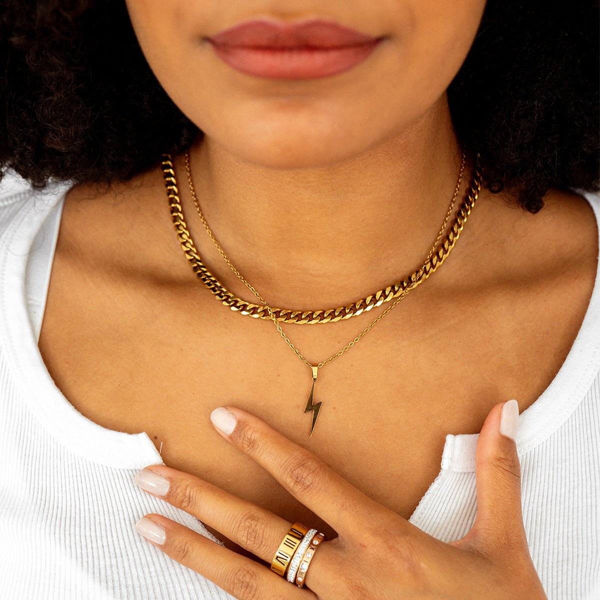 Energy Lightning Pendant Necklace 18K Gold Plated