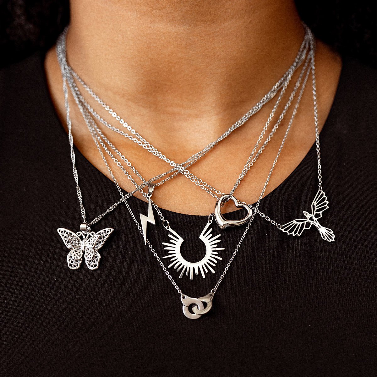 Energy Lightning Pendant Necklace – Silver