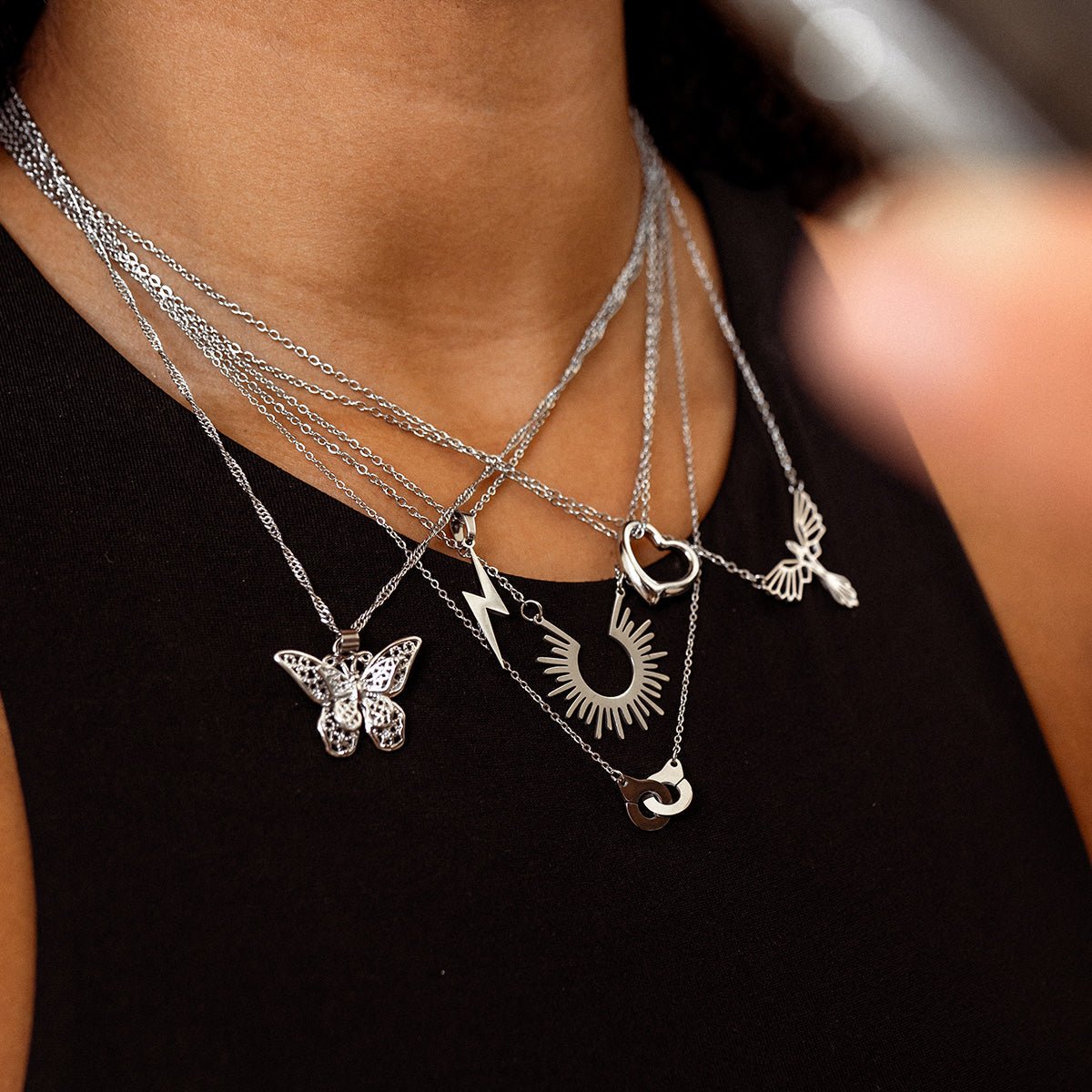 Energy Lightning Pendant Necklace – Silver