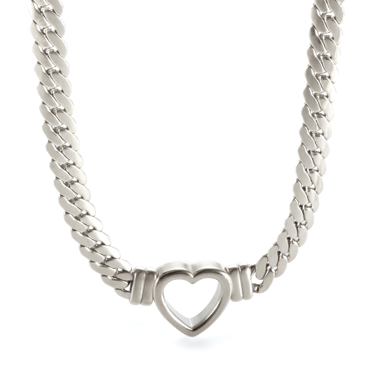 Minimalist Heart Choker Necklace – Silver