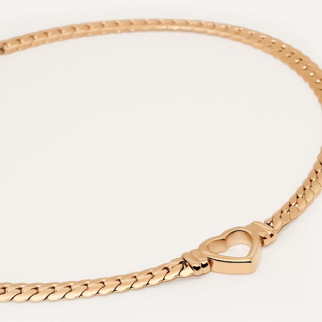 Minimalist Heart Choker Necklace 18K Gold Plated