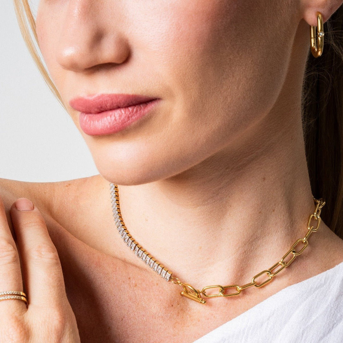 Riviera Baguette Choker Necklace 18K Gold Plated