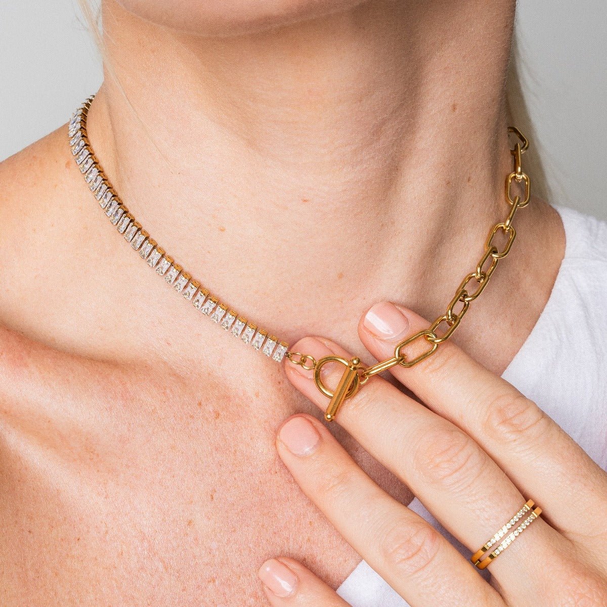 Riviera Baguette Choker Necklace 18K Gold Plated