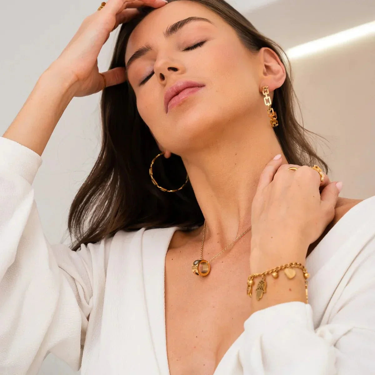 Rotating Roman Numeral Necklace 18K Gold Plated