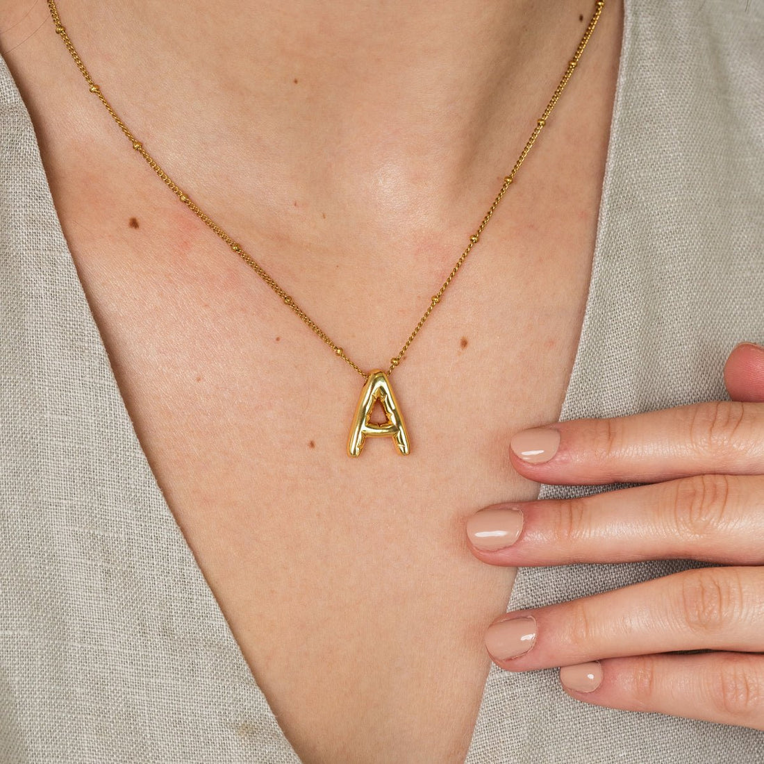 Bold Initial Letter Necklace 18K Gold Plated