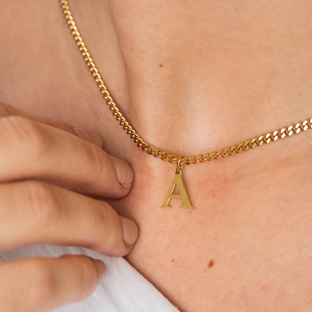 Chain Initial Letter Necklace 18K Gold Plated