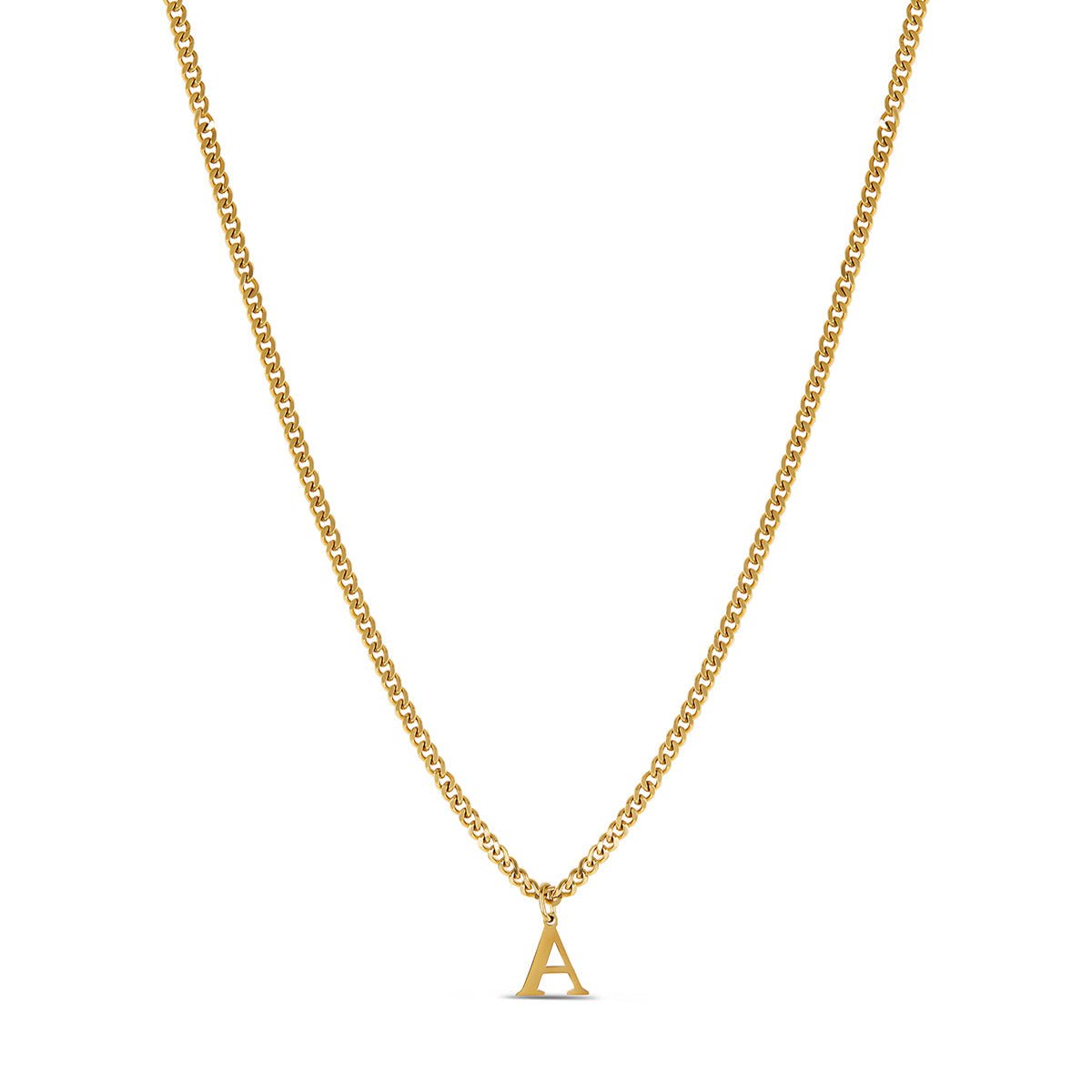 Chain Initial Letter Necklace 18K Gold Plated