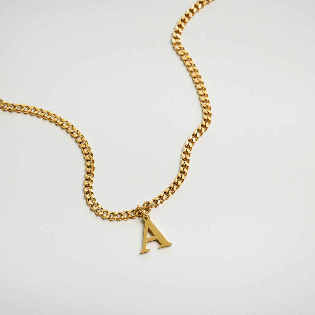 Chain Initial Letter Necklace 18K Gold Plated