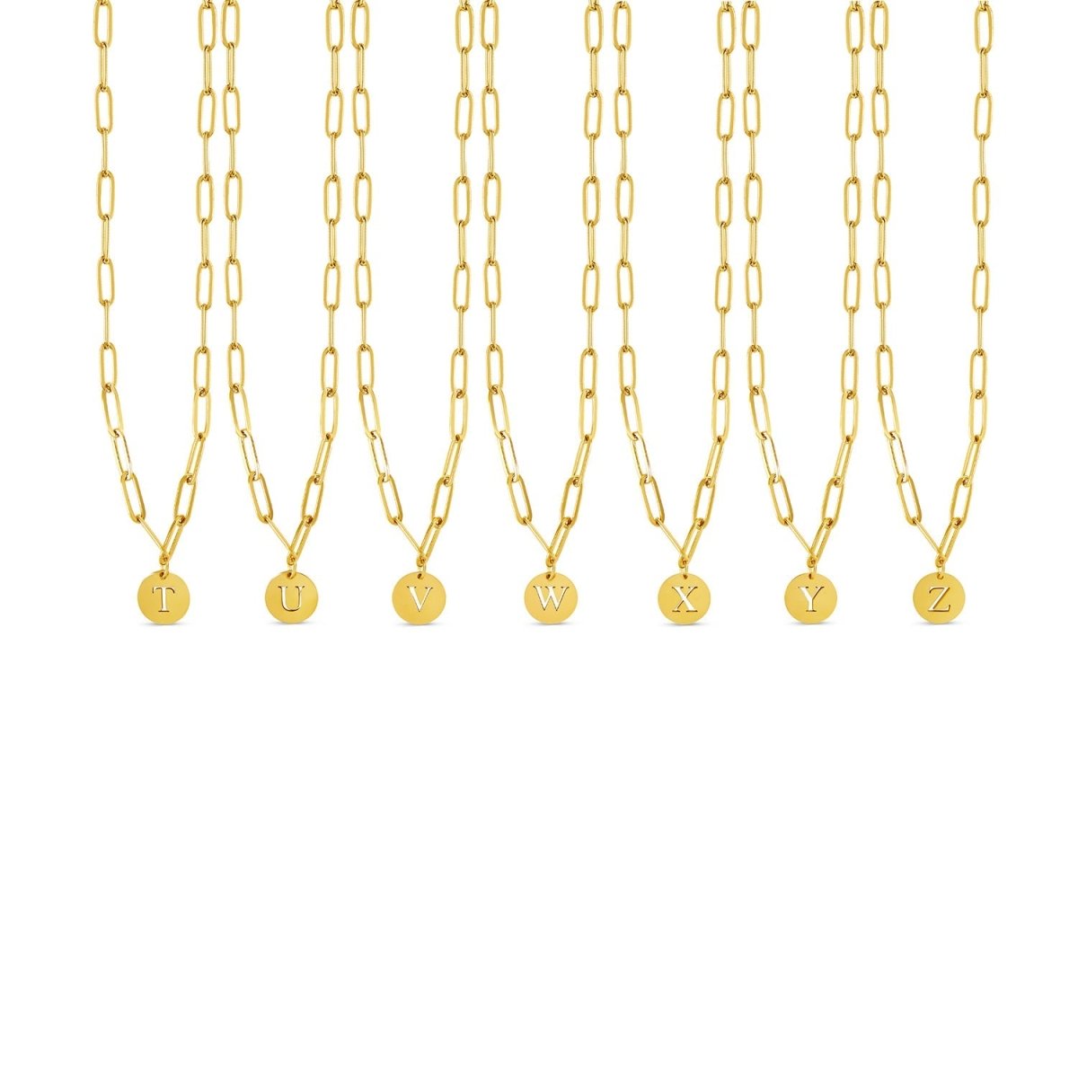 Clip Chain Initial Letter Necklace 18K Gold Plated