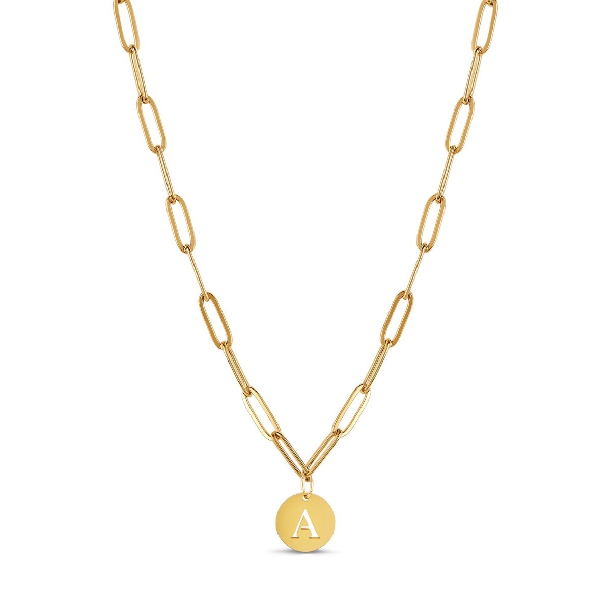 Clip Chain Initial Letter Necklace 18K Gold Plated