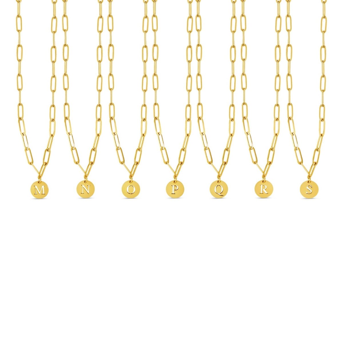 Clip Chain Initial Letter Necklace 18K Gold Plated