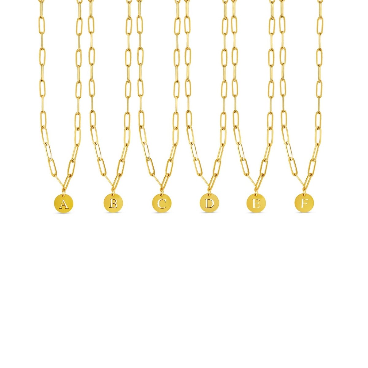 Clip Chain Initial Letter Necklace 18K Gold Plated