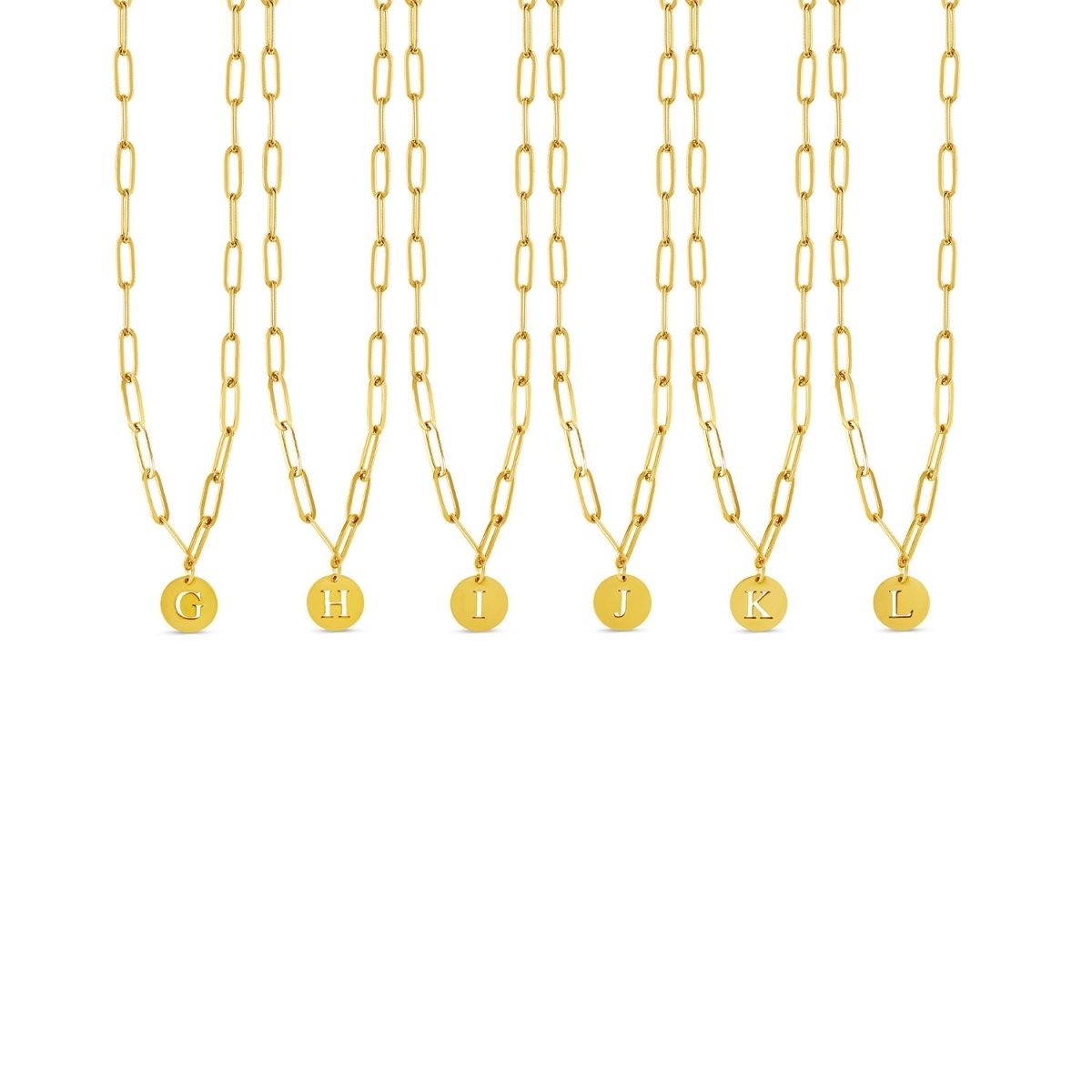 Clip Chain Initial Letter Necklace 18K Gold Plated