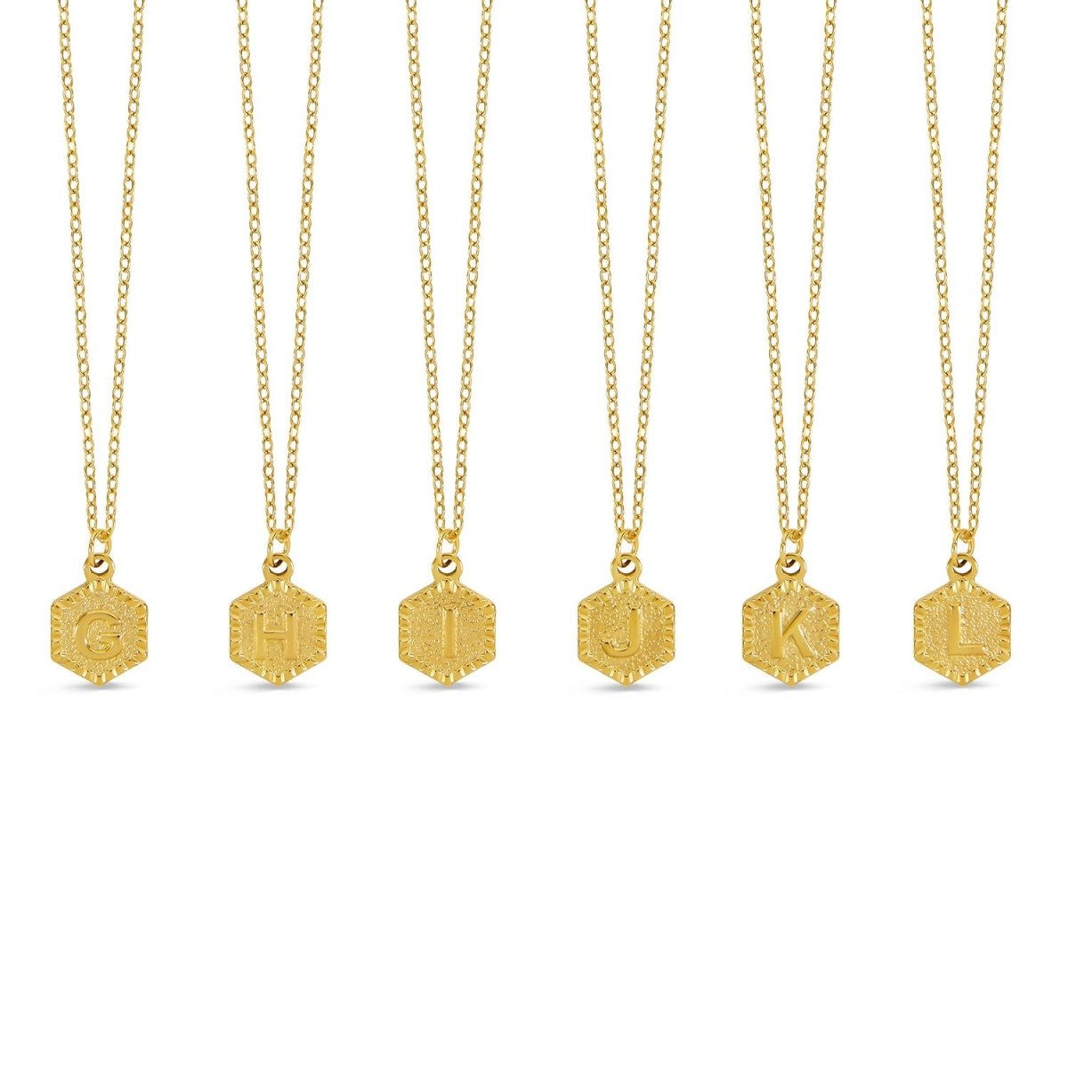 Hex Initial Letter Necklace 18K Gold Plated