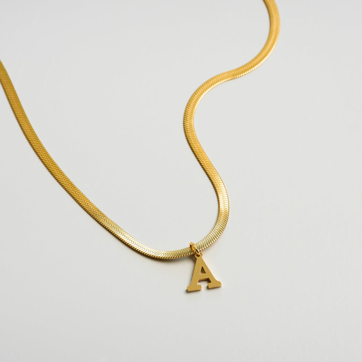 Mesh Initial Letter Necklace 18K Gold Plated