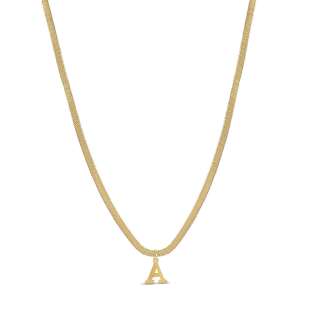 Mesh Initial Letter Necklace 18K Gold Plated