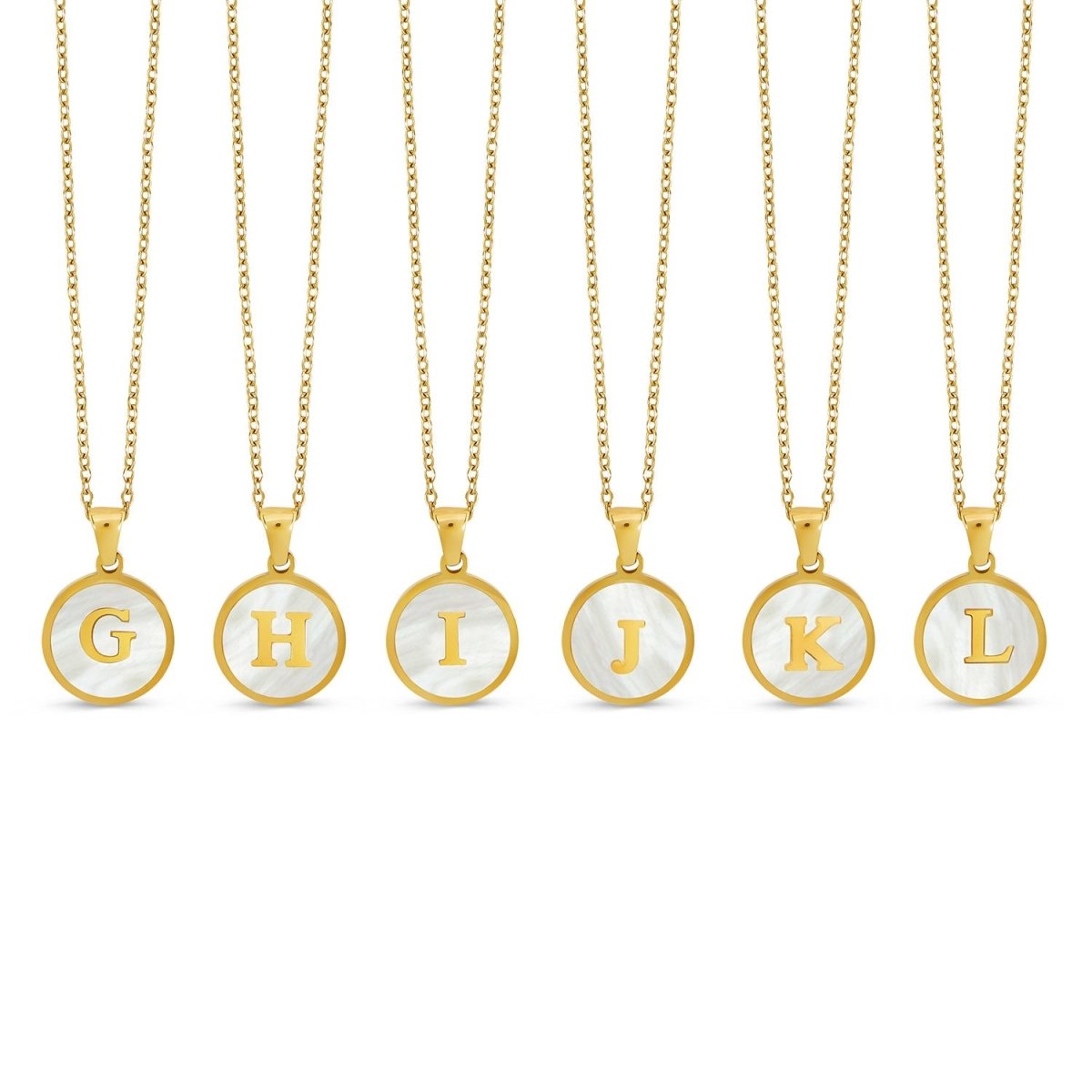 Marble Initial Letter Necklace 18K Gold Plated