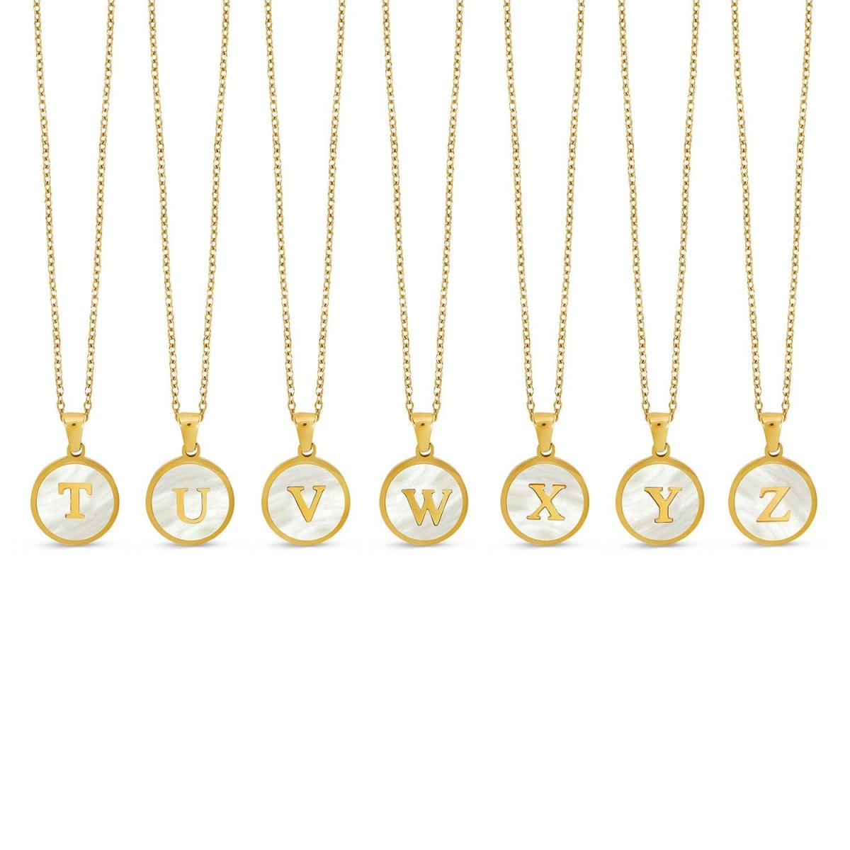 Marble Initial Letter Necklace 18K Gold Plated