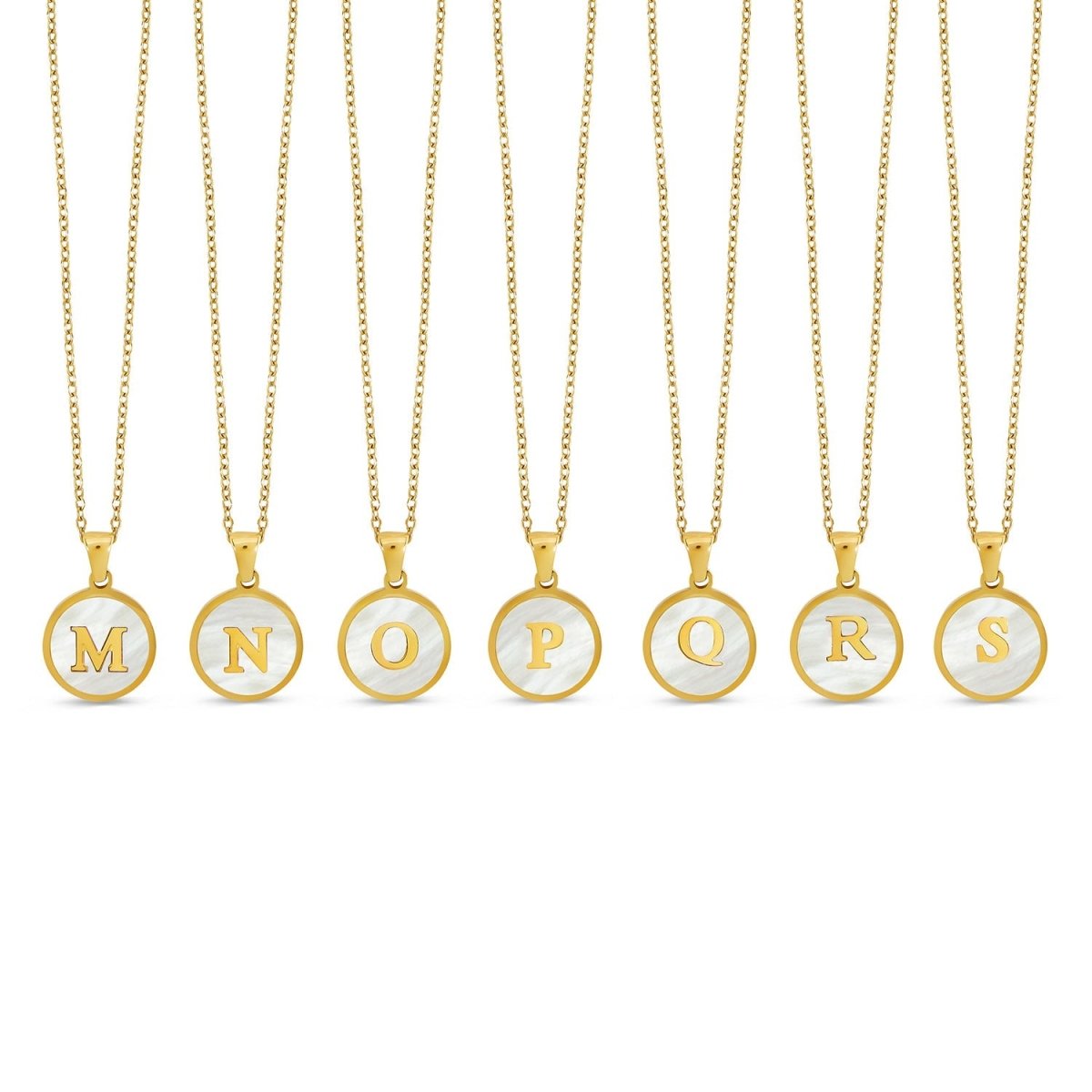 Marble Initial Letter Necklace 18K Gold Plated