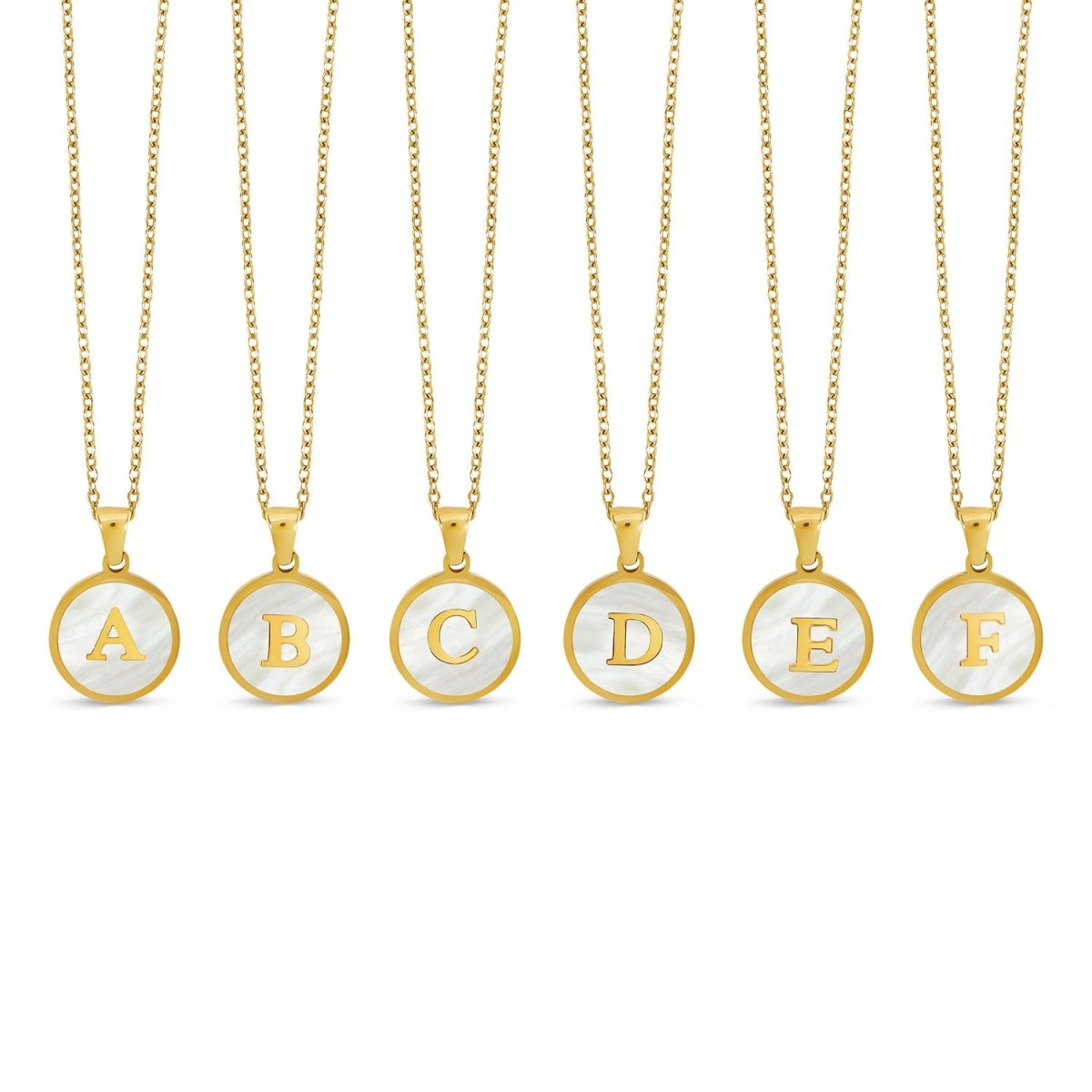 Marble Initial Letter Necklace 18K Gold Plated