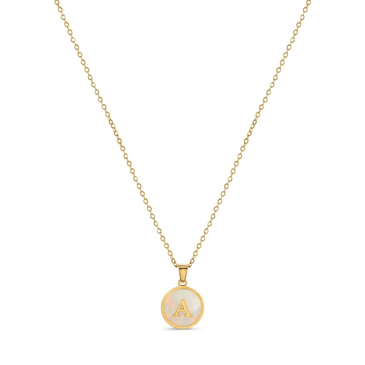 Marble Initial Letter Necklace 18K Gold Plated