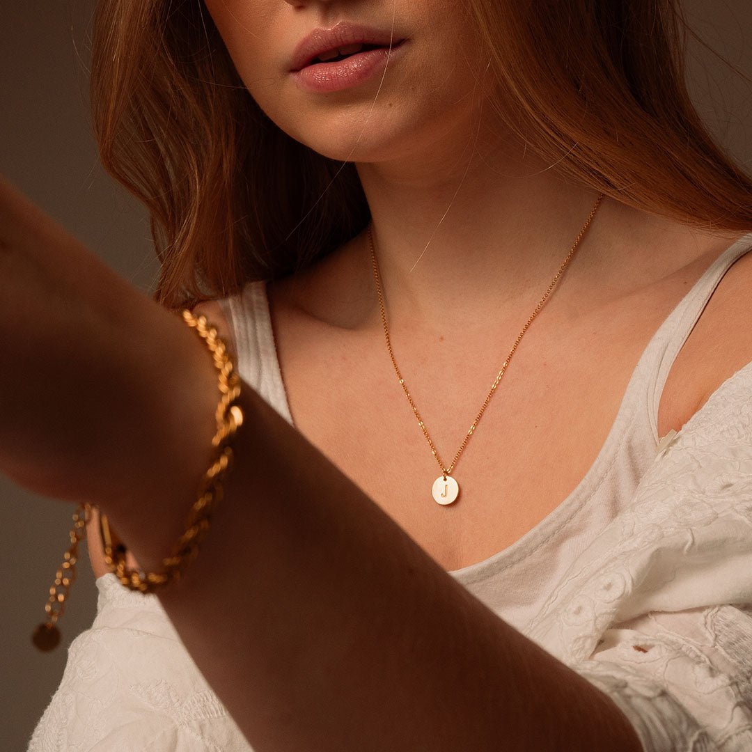 Minimalist Initial Letter Necklace 18K Gold Plated