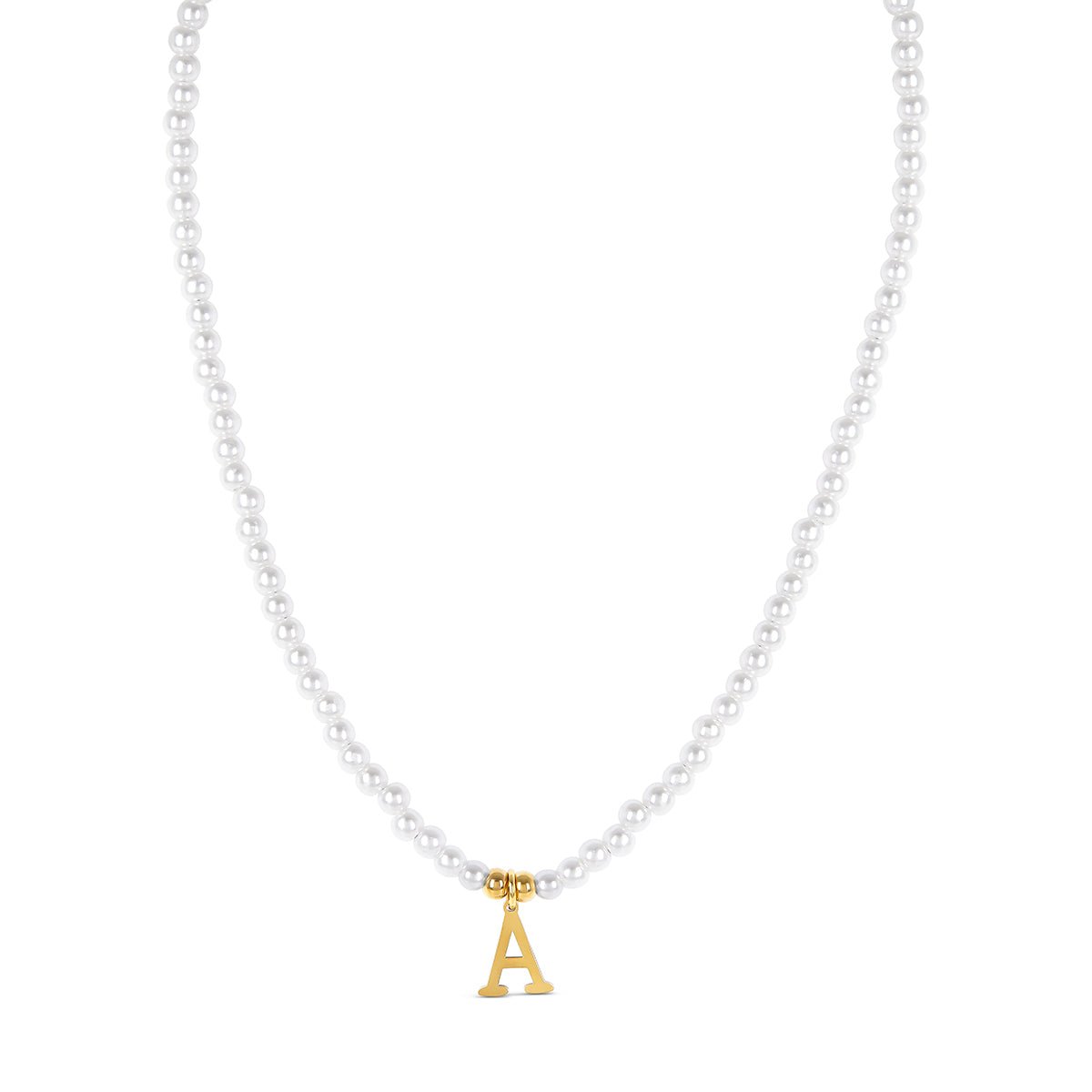 Pearl Initial Letter Necklace 18K Gold Plated