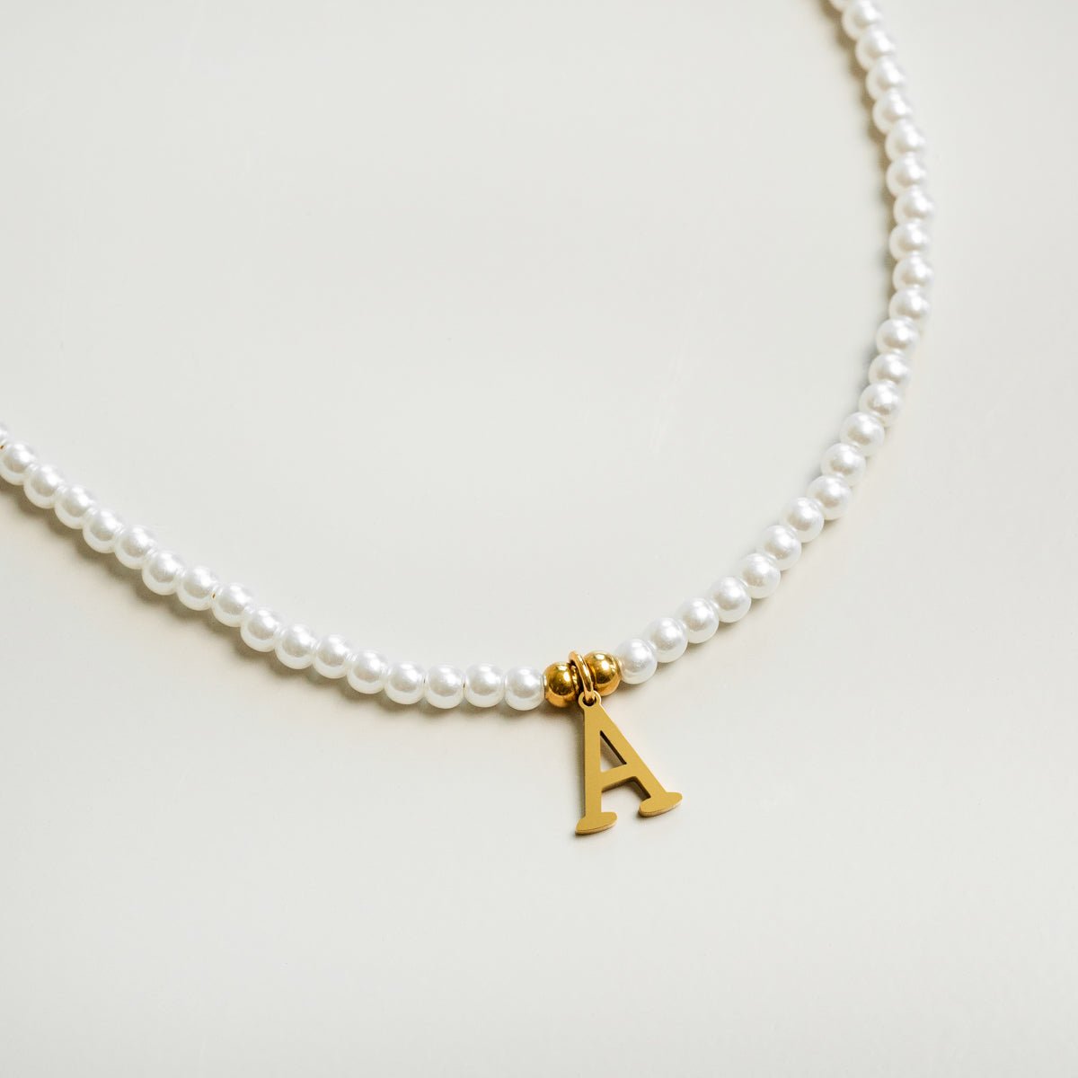Pearl Initial Letter Necklace 18K Gold Plated