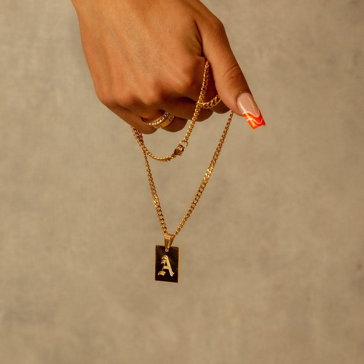 Modern Initial Letter Necklace 18K Gold Plated