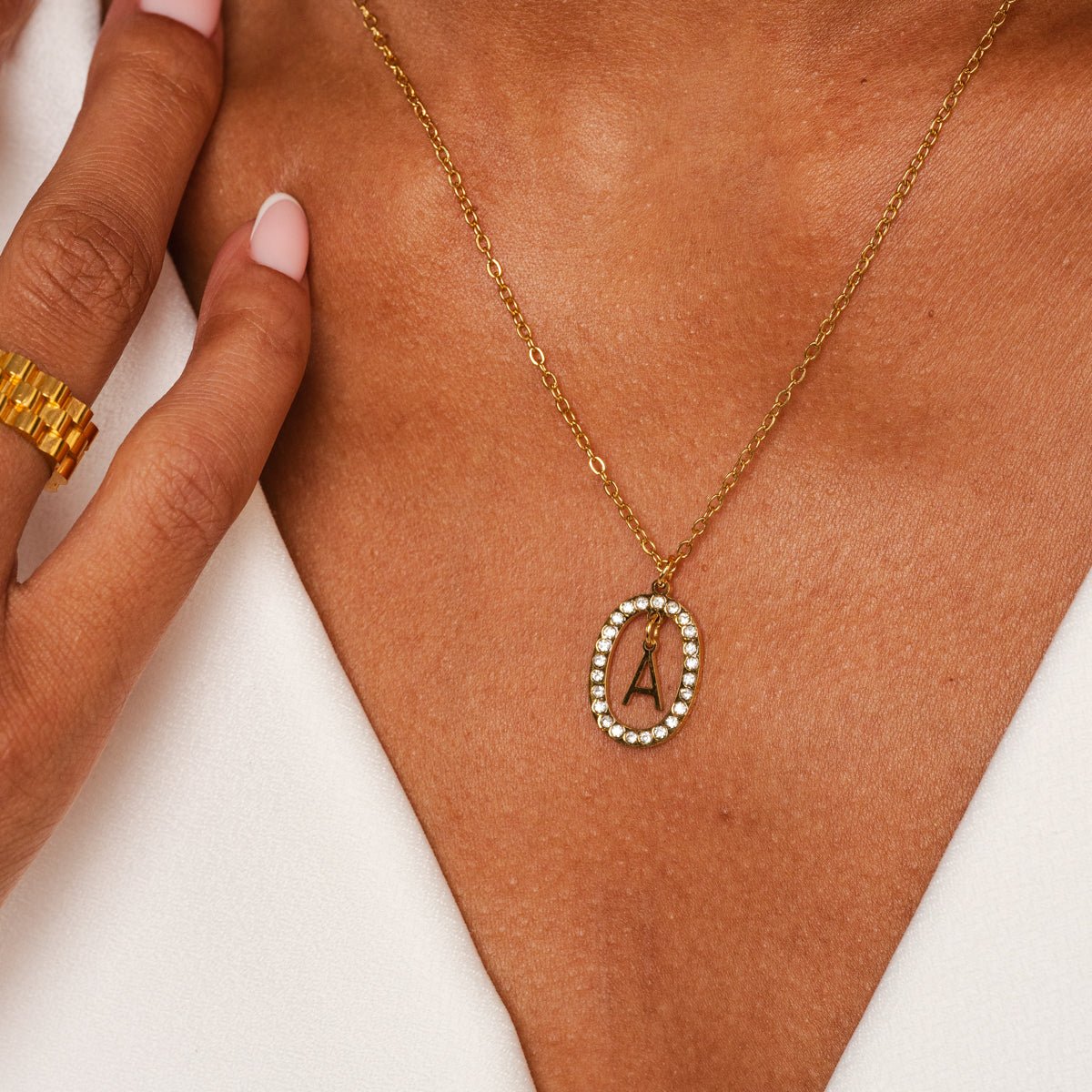Prism Initial Letter Necklace 18K Gold Plated
