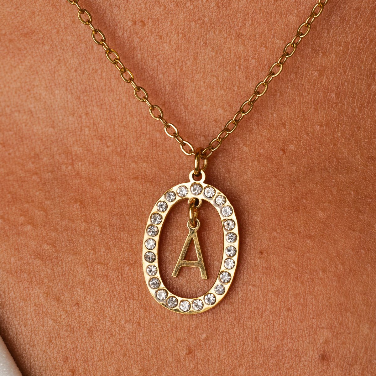 Prism Initial Letter Necklace 18K Gold Plated